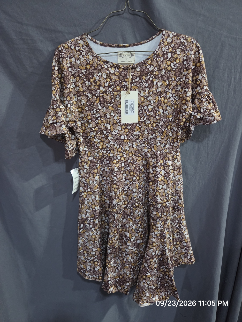 Mia Joy by Joyfolie Emilia Dress Girls Size 10 Brown Floral